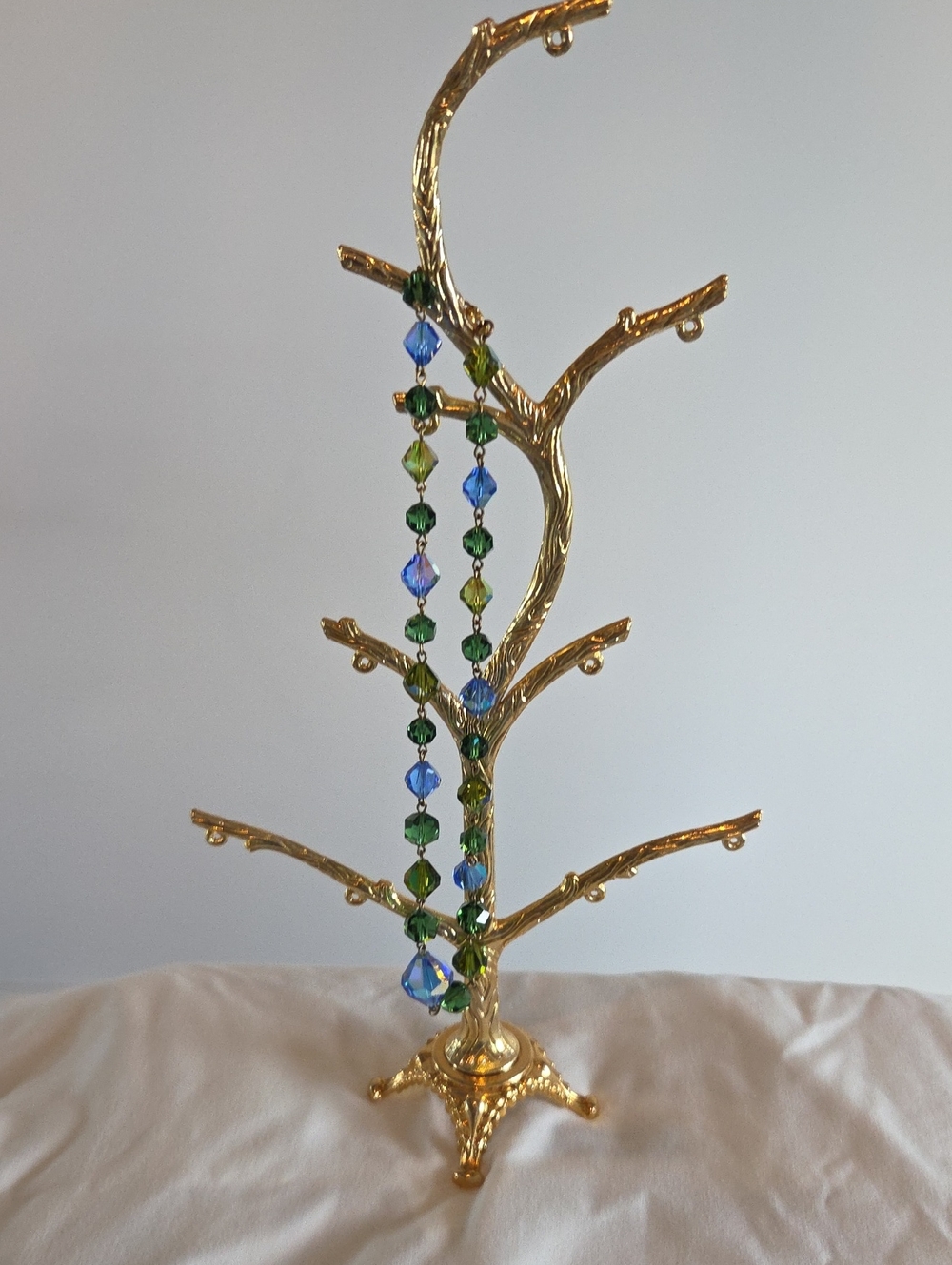 Vintage Multi-Color Faceted Crystal Bead Strand Necklace | Blue Green AB Crystal